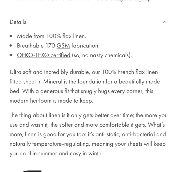 Bed Threads French Flax Linen Full Size Fitted sheet in Mineral NWOT - Picture 5 of 5